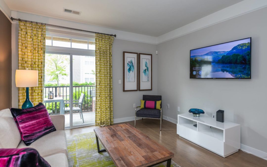 living room in model apartment